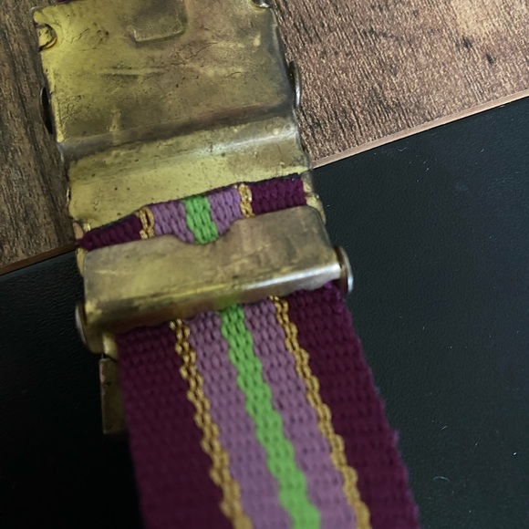 Vintage COOGI L Retro Purple Gold Metallic Cotton Adjustable Striped Belt 31”L - Picture 10 of 12